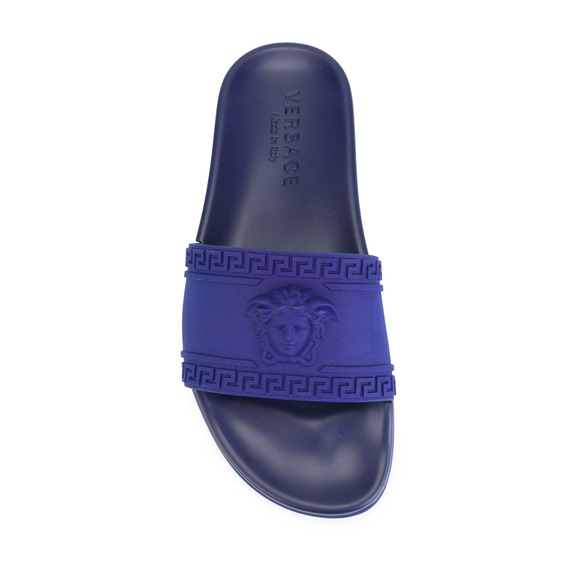 Versace Medusa Palazzo Blue Rubber Logo Slide Pool Sandal Flip Flop Flat 44 11 main image 4